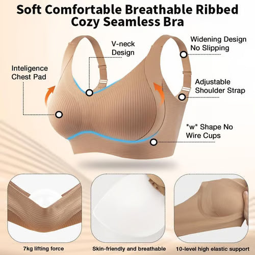 🏆Last Day Buy 1 Get 3 Packs🔥Super Firming Wire-Free Full Cup Bra All-Day Comfort No More Sagging (3-Pack Value Set)