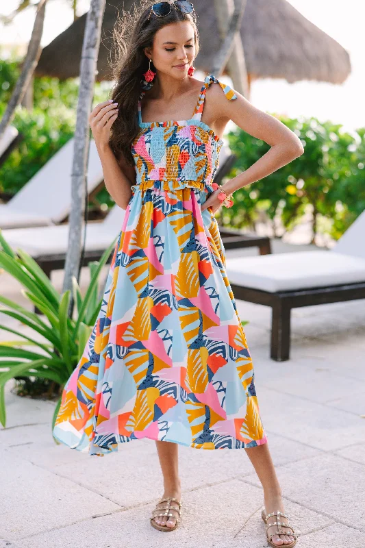 Street Fashion Can't Contain It Yellow Floral Midi Dress