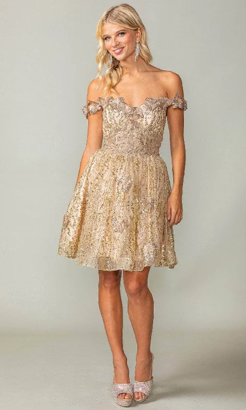 Urban Style Dancing Queen 3370 - Off Shoulder Butterfly Cocktail Dress