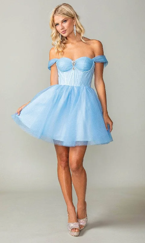 High-end Design Dancing Queen 3394 - Off Shoulder Tulle Short Dress