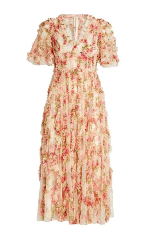 Casual Style Waltzing Blooms Ballerina Dress