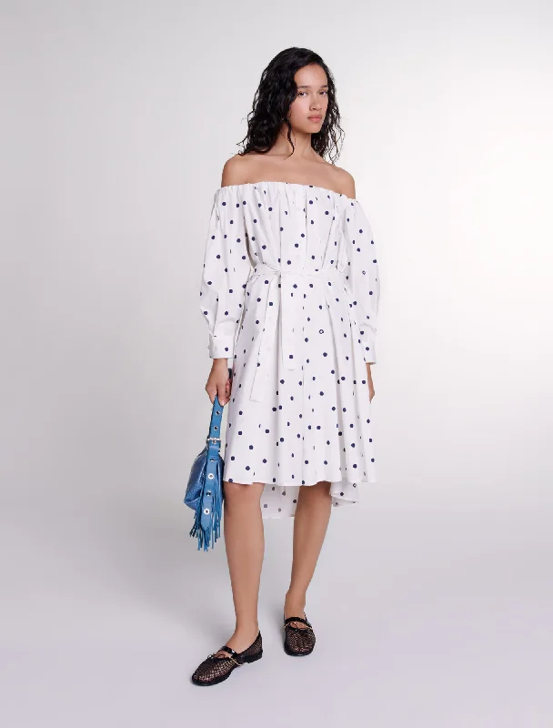 Luxury Temperament Shirt dress with bardot neckline