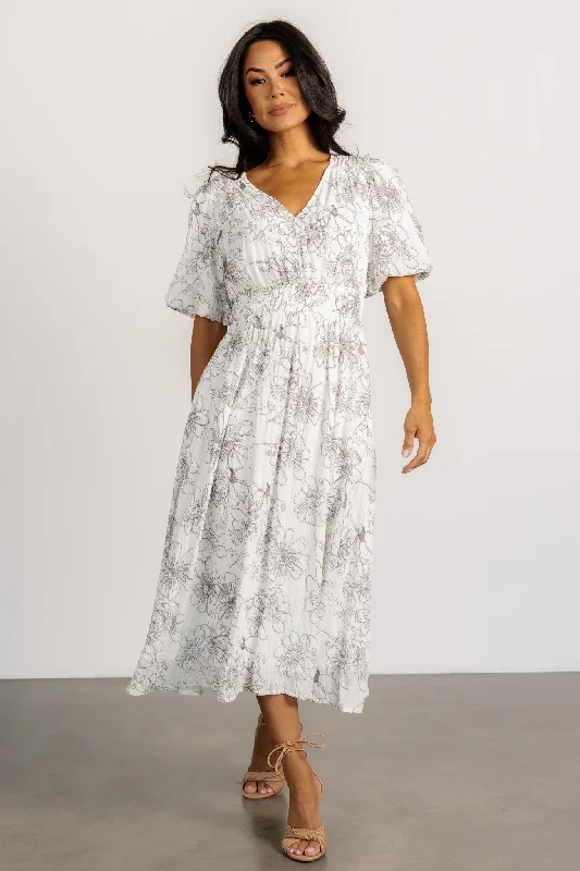 Sexy Fun Makenna Midi Dress | Off White Print