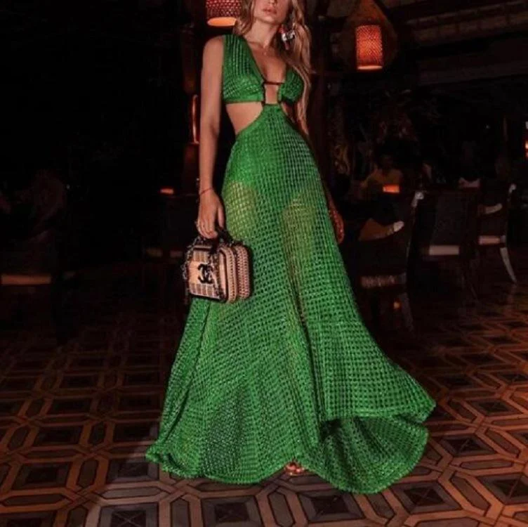 French Style Sleeveless False Two Long Dresses