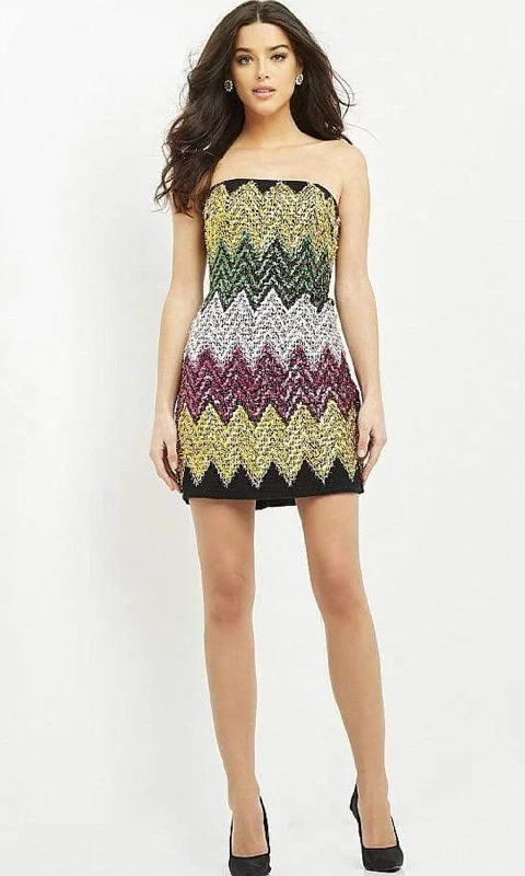 Innovative Design Jovani - M05036 Zigzag Embellished Colorful Dress