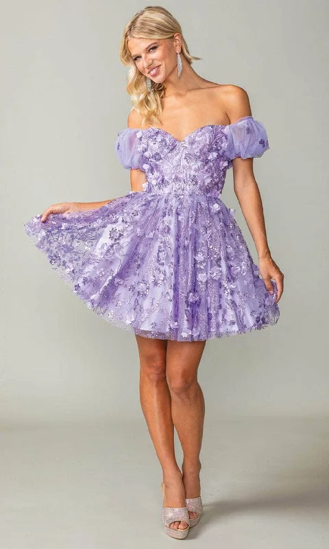 Carefree Dancing Queen 3355 - Glitter Off Shoulder Cocktail Dress
