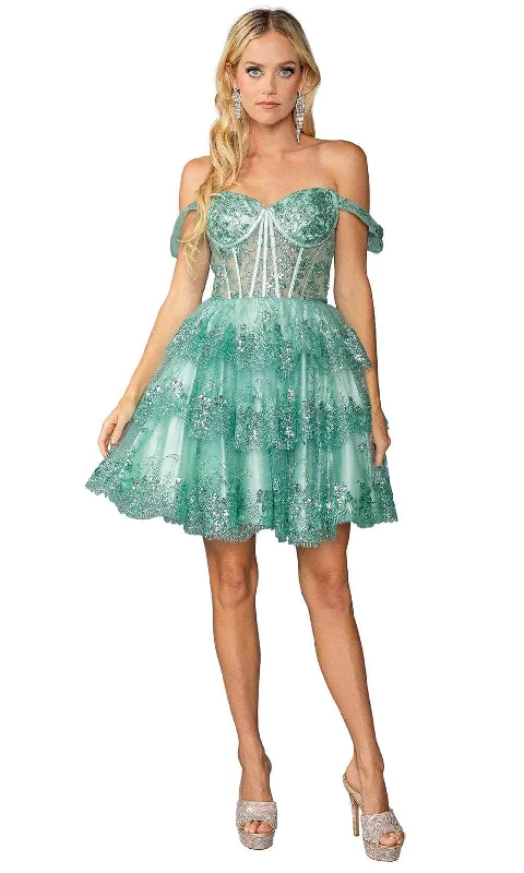 Classic Dancing Queen 3400 - Tiered Off Shoulder Cocktail Dress