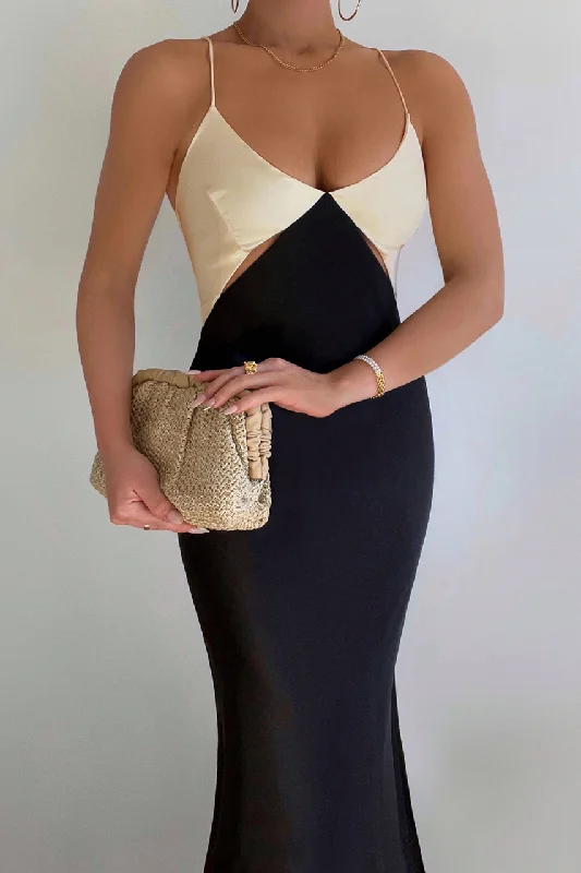 Slim Fit Nico Slip Dress - Sand/Black