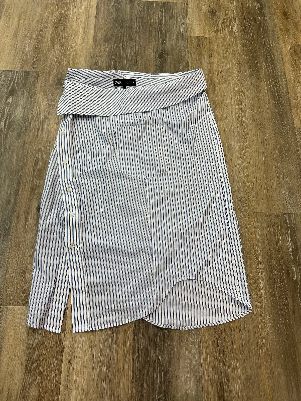 Modern City Skirt Midi By Zara In Striped Pattern, Size: S