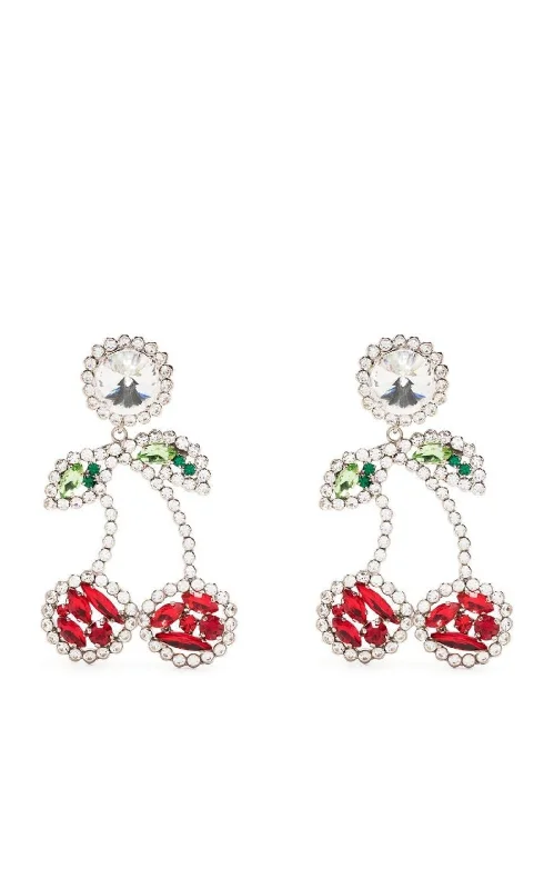 High-end Fabrics Cherry Crystal Clip-On Earrings
