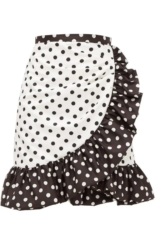Casual And Versatile Ruffled polka-dot skirt