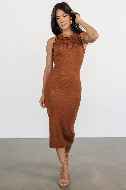 Carefree Style Tove Knit Tank Midi Dress | Copper