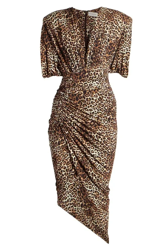 Casual Street Leopard-print Ruched Dress