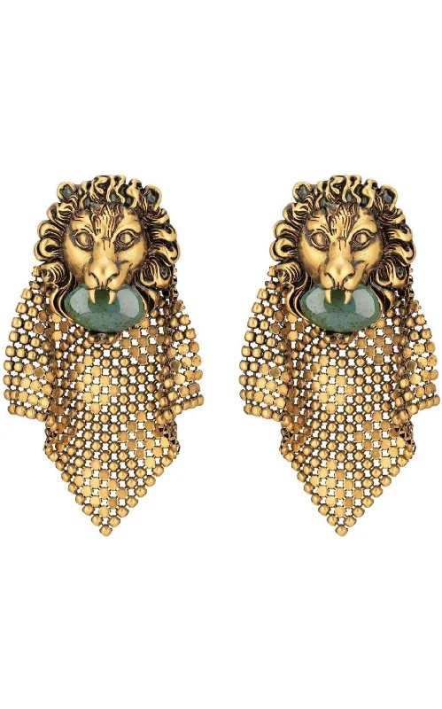 Youthful Lion Head Mesh Earrings