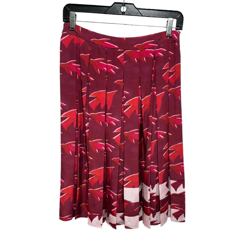 Noble Temperament Celia Sparrow Print Silk Skirt Designer By Elle Sasson In Red, Size: 6