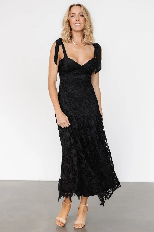 Beautiful Romance Monte Carlo Lace Midi Dress | Black
