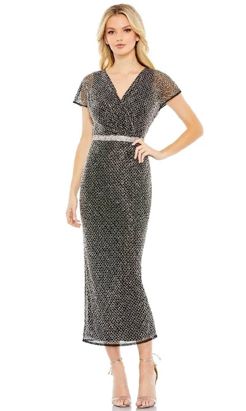 Mac Duggal 93787 - V-Neck Tea Length Cocktail Dress