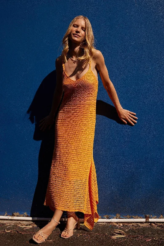 Luxury Temperament Carmane Knit Dress - Yellow
