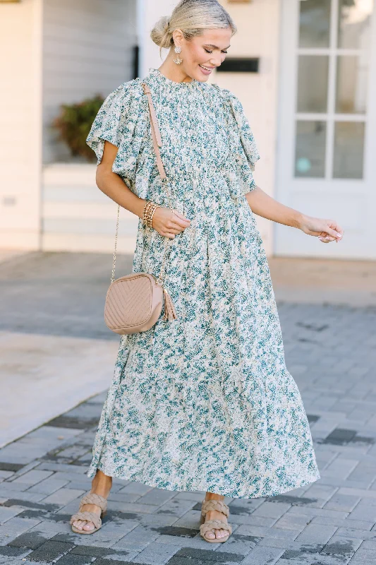 Sports Design Say You Love It Forest Green Abstract Midi Dress