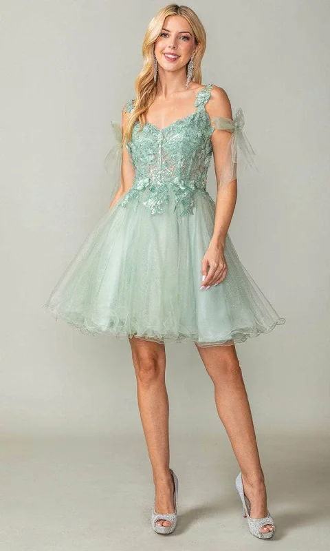 Cute Style Dancing Queen 3365 - Applique Corset Cocktail Dress
