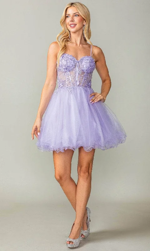 Comfortable Design Dancing Queen 3382 - Sheer Corset Cocktail Dress