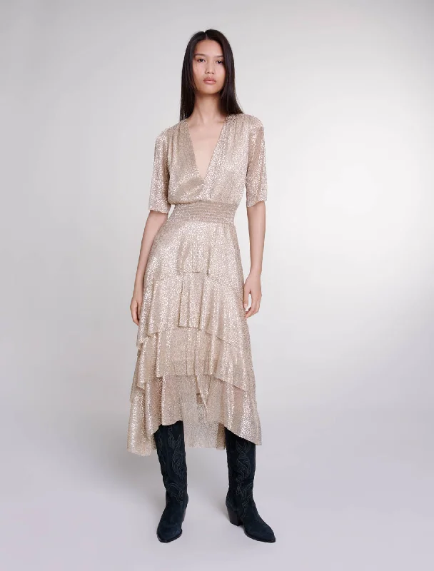 Warm And Comfortable Shimmer dress with ruffles
