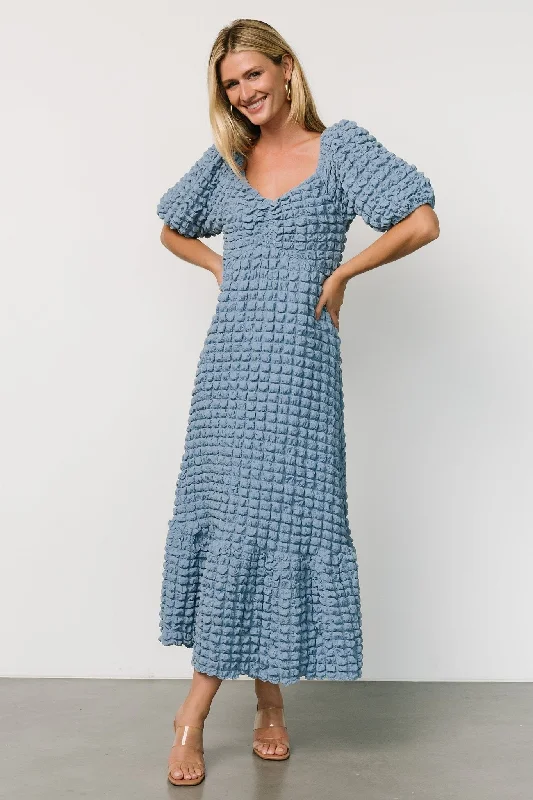 Classic Therese Textured Dress | Denim Blue