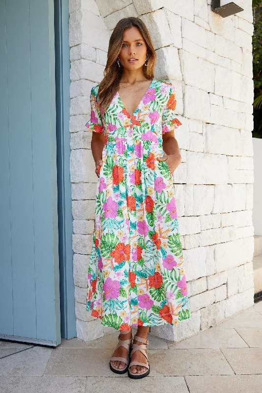 Slim Fit Karabelle Dress - White Floral