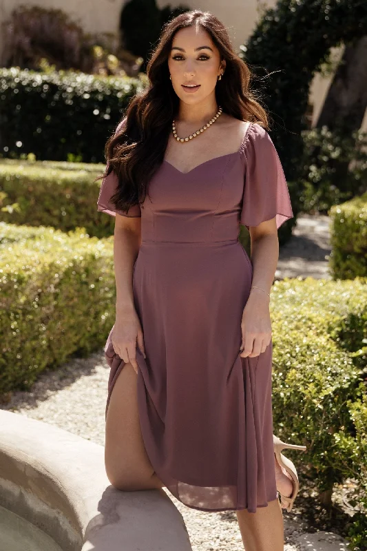 Classic Style Colette Sweetheart Midi Dress | Vintage Plum