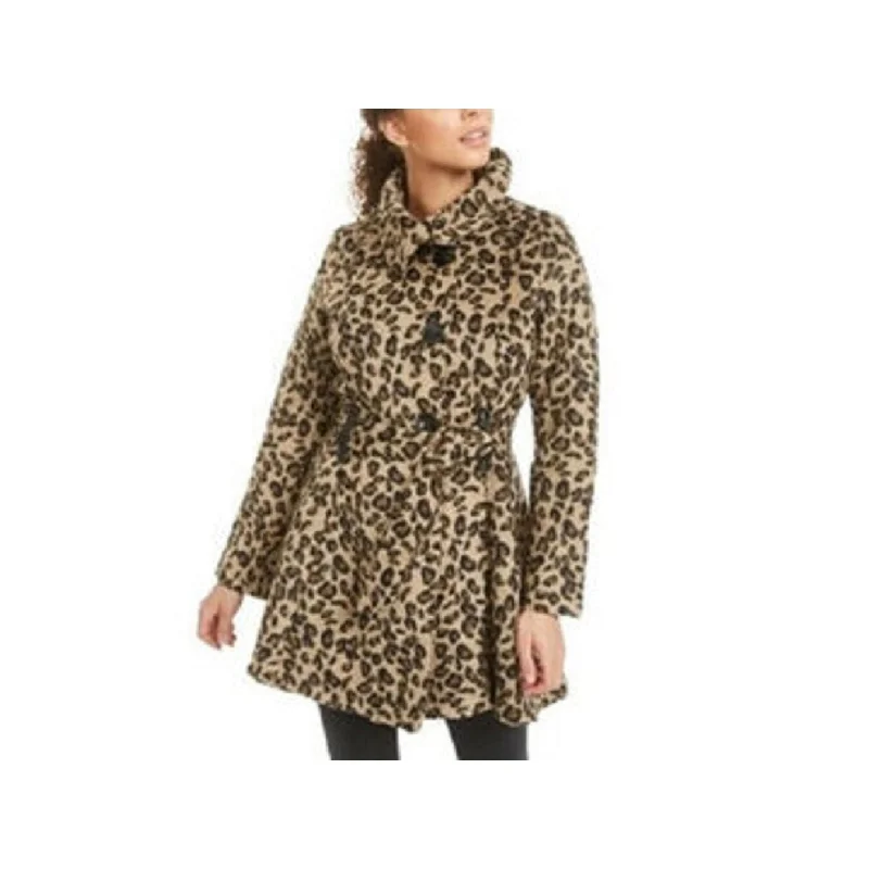 Customized Version Madden Girl Juniors' Drama Skirted Coat Brown Size Large