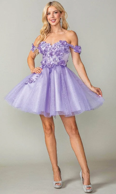 Elegant And Noble Dancing Queen 3388 - Applique Off Shoulder Cocktail Dress