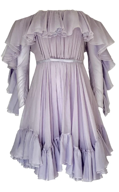 Trendy Items Ruffled Off-Shoulder Silk Dress