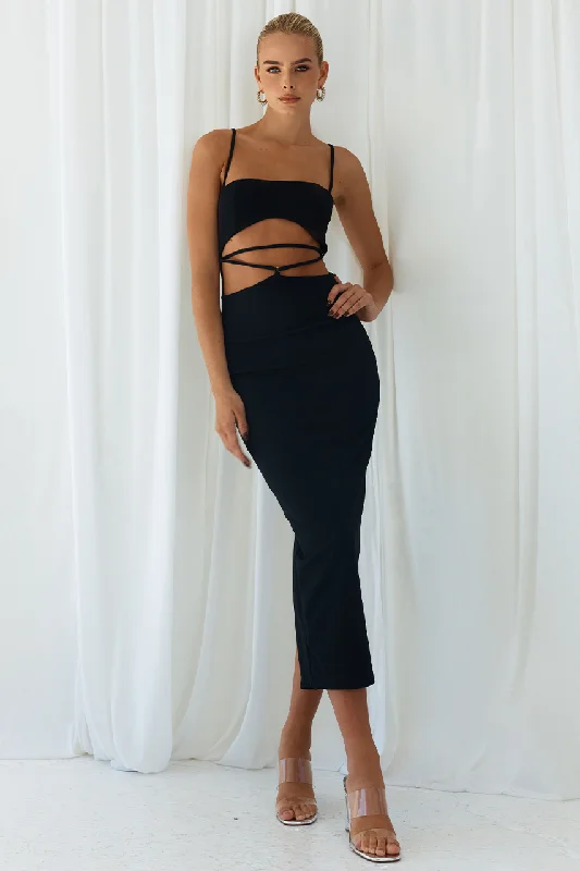French Style HARPER MIDI DRESS - BLACK