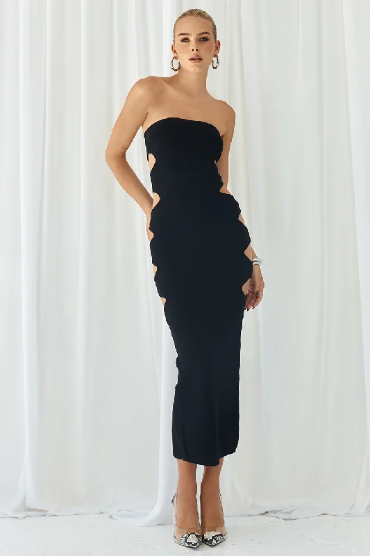 Designer Style NALINI MIDI DRESS - BLACK