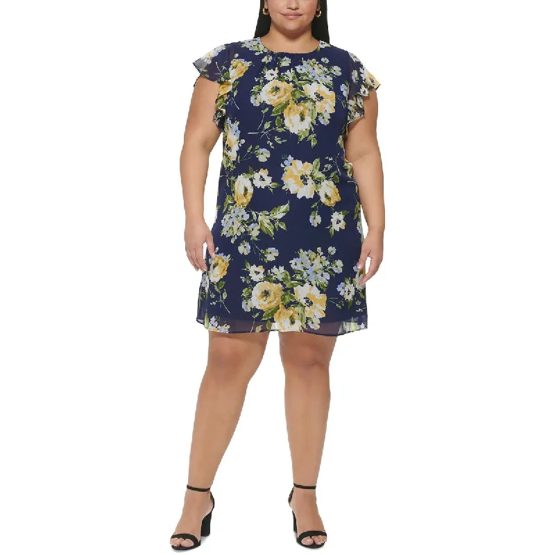 Cute Style Jessica Howard Womens Plus Floral Print Knee-Length Mini Dress