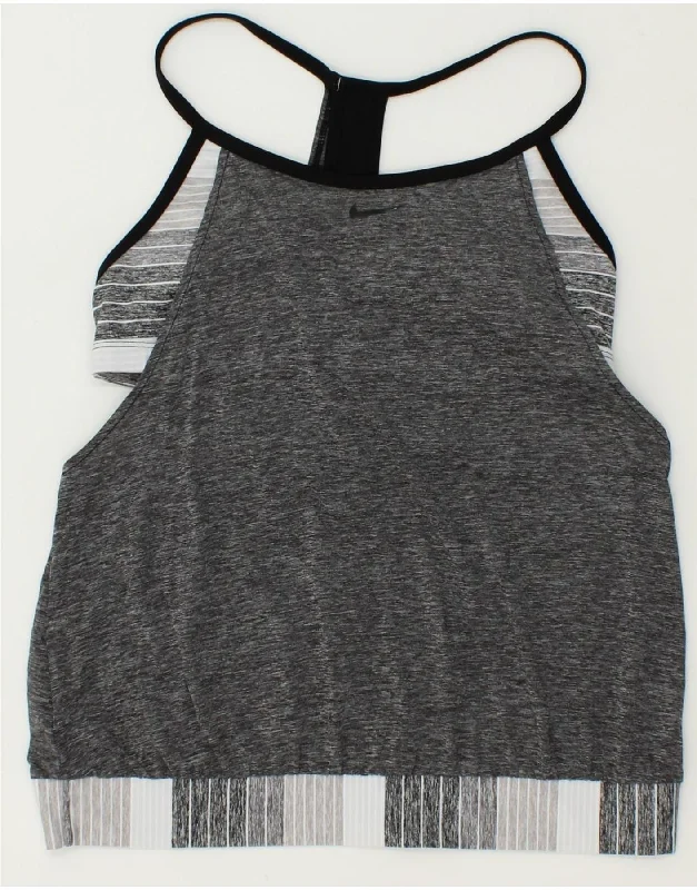 Floral Prints NIKE Womens Vest Top UK 14 Large Grey Colourblock Polyester