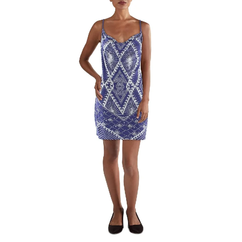 Advanced Customization Jump Apparel Womens Juniors Glitter Cowl Neck Mini Dress