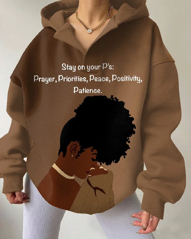 Stunning Fashion Stay On Your P's Drop Shoulder Long-sleeved Hoodie