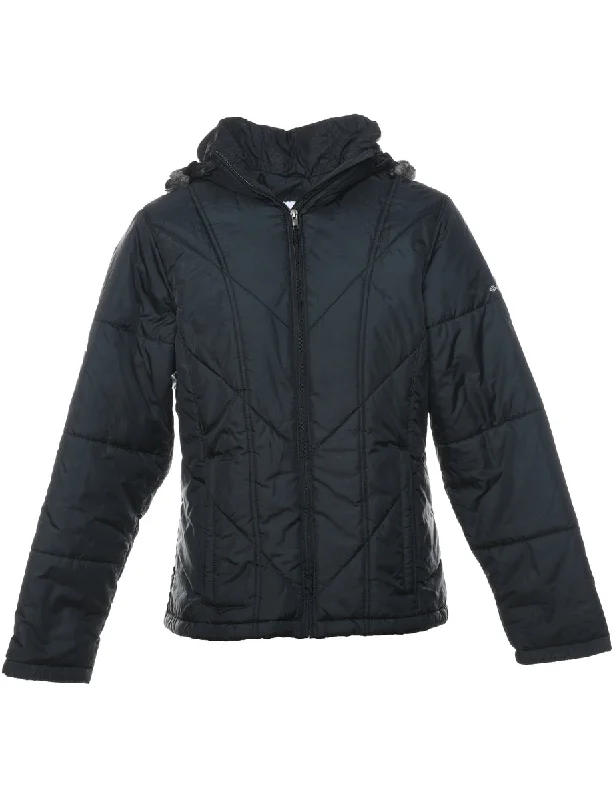 Sports Design Columbia Black Zip-Front Hooded Puffer Jacket - M