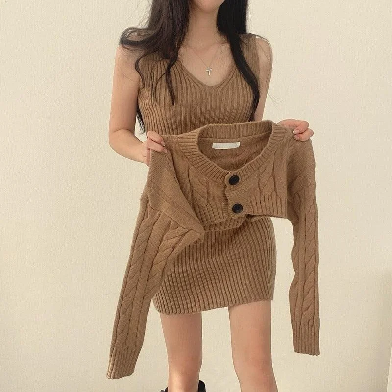 Sweater Cardigan Blouse Slim Vest Dress