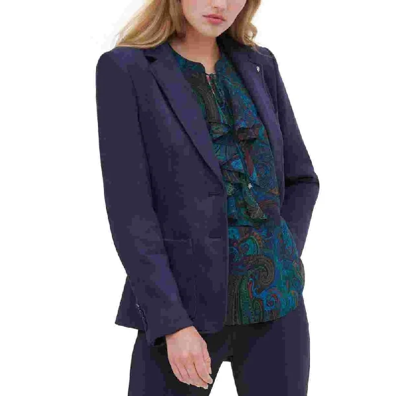 New Autumn And Winter Styles Tommy Hilfiger Women's Faux Suede Notched Lapel Blazer Blue Size 8 New Autumn And Winter Styles Tommy Hilfiger Women's Faux Suede Notched Lapel Blazer Blue Size 8