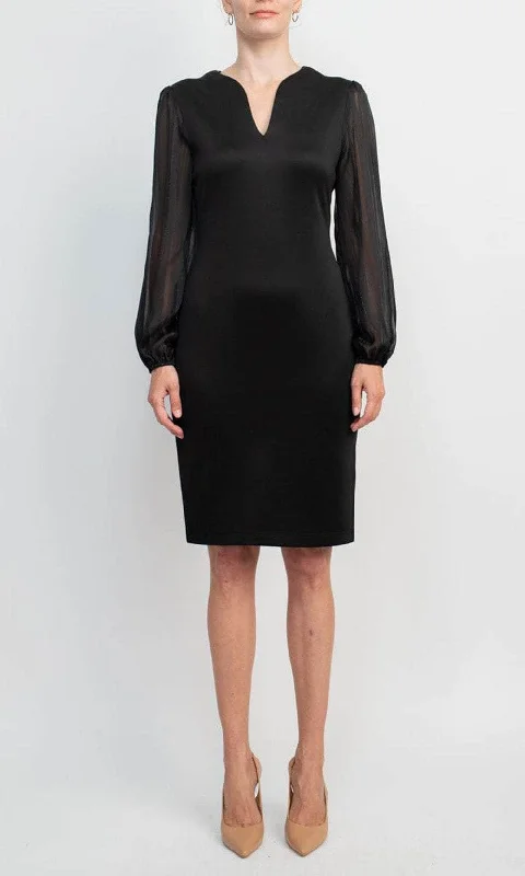 High-end Design Connected Apparel TWM23506M1 - V-Neck Sheath Formal Dress