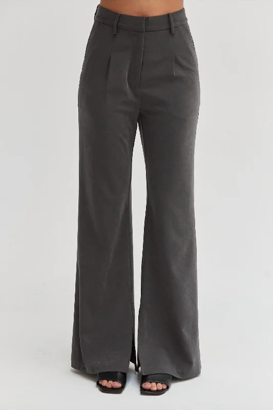 Thin Design Gabrille Brushed Trousers In Charcoal