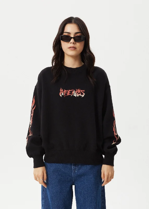 Fashion Style AFENDS Womens Scorched - Crew Neck - Black