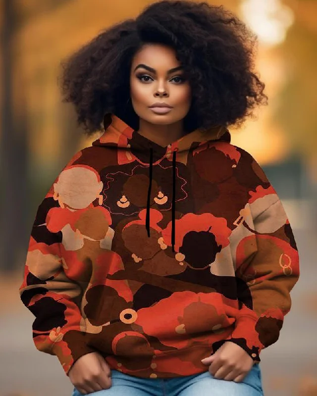 Black Avatar Cartoon Personalized Printed Pocket Women's Hoodie