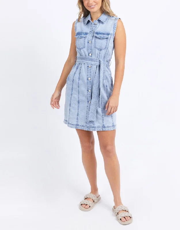 Floral Prints Talbert Sleeveless Dress - Light Blue