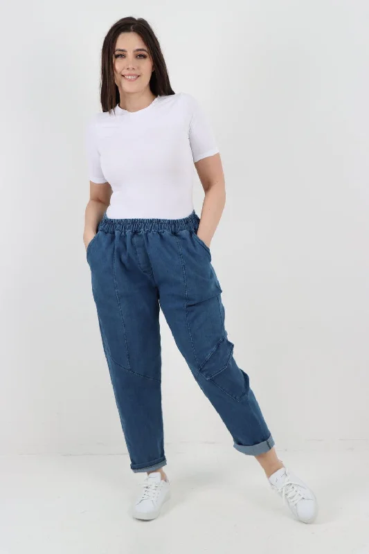 Casual And Comfortable Diagonal Pockets Panel Detail Trousers