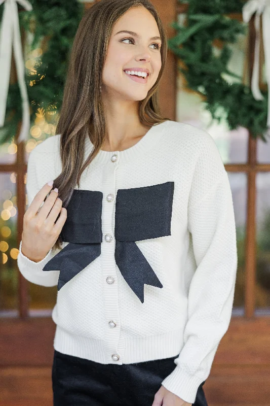Customized Version Couldn't Be Sweeter Cream Bow Cardigan