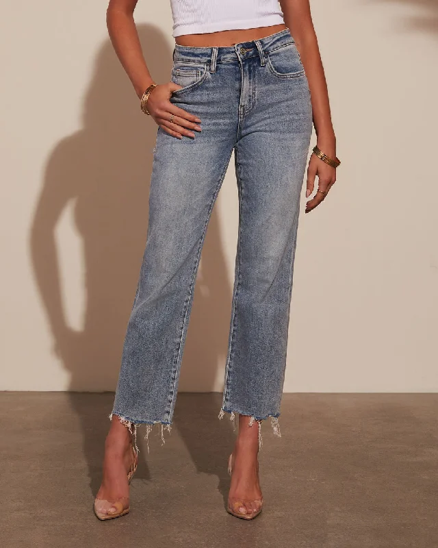 Playful Style Deep Trance Cropped Straight Leg Jeans