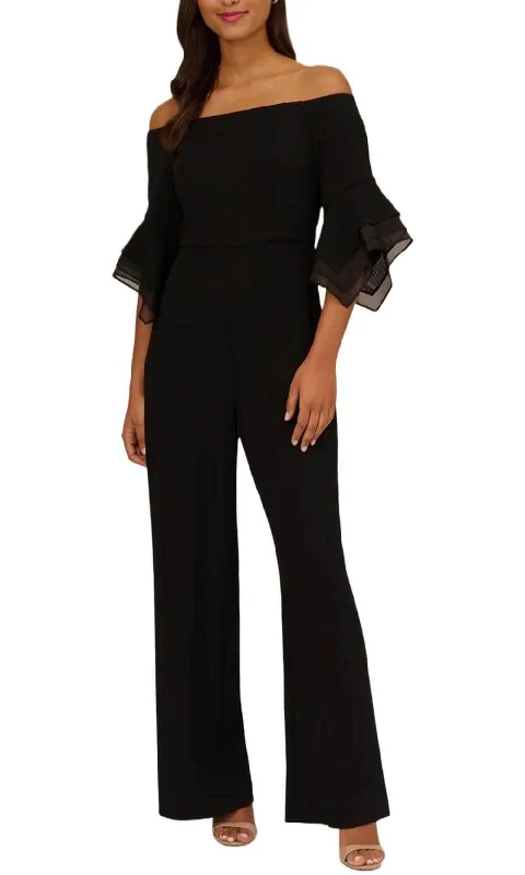 Wearable At Home Or Out Adrianna Papell AP1E209617 - Flounce Sleeve Jumpsuit